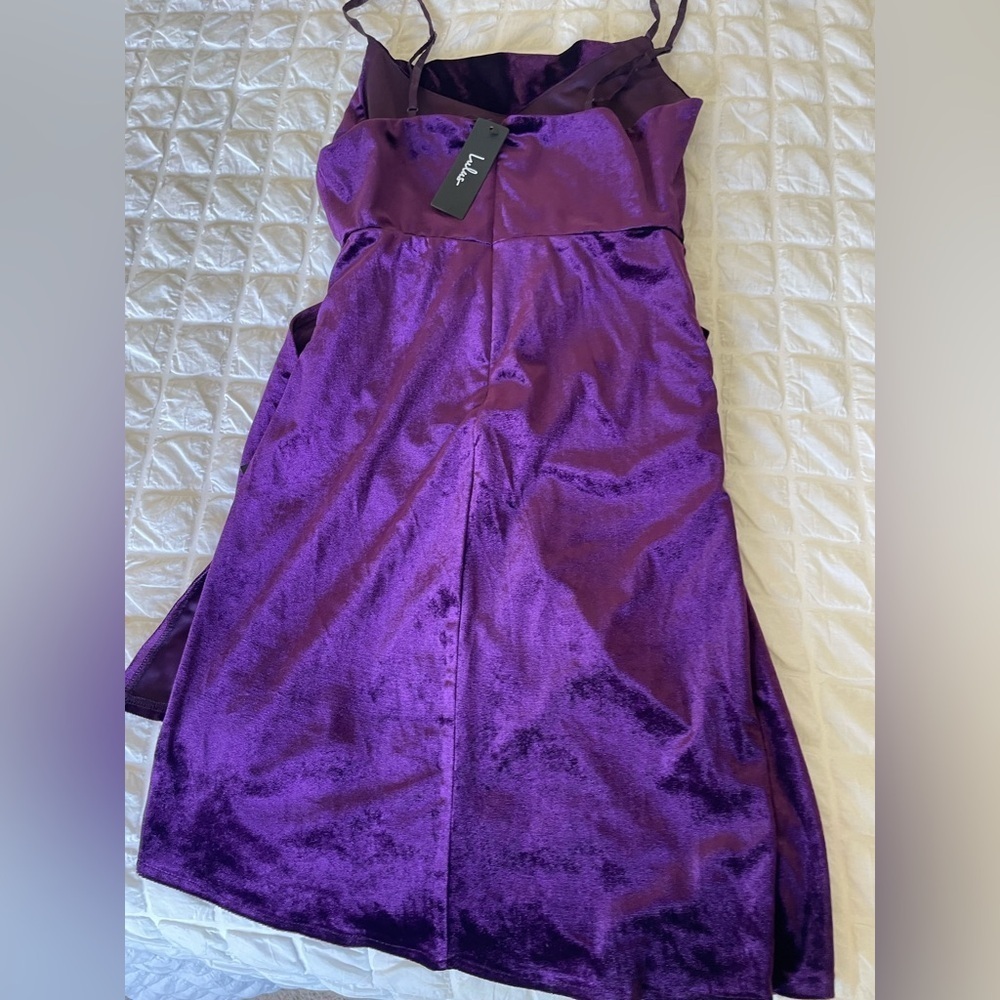Lulu's Gotta Shine Deep Purple Velour Midi Dress - Picture 14 of 14
